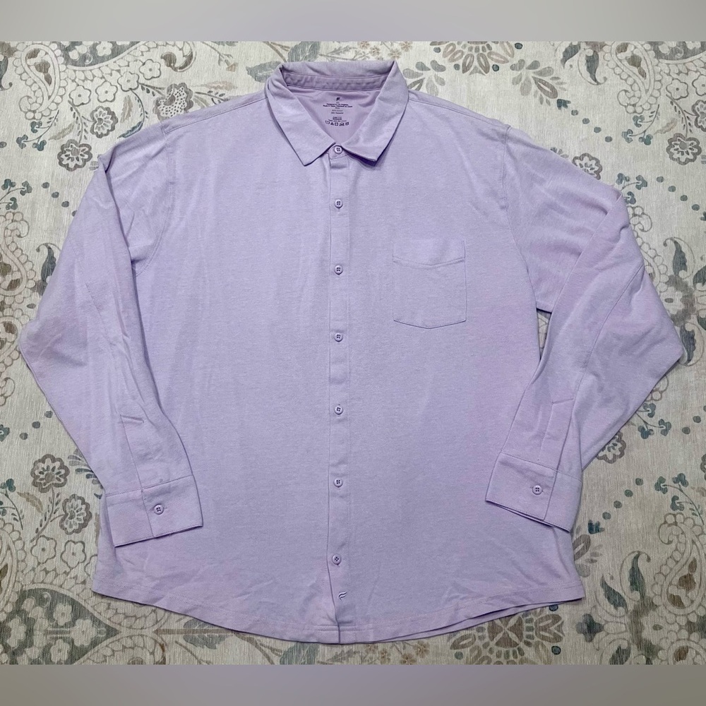 NWOT Fabletics Men’s Long Sleeve Button Up Light Lavender Purple Size XXL